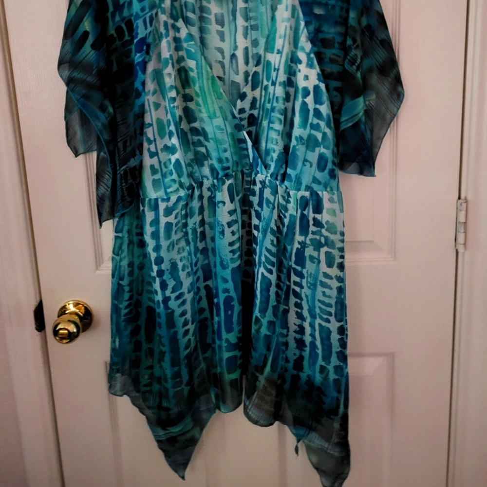 The Pyramid Collection Green/Teal See Through Top